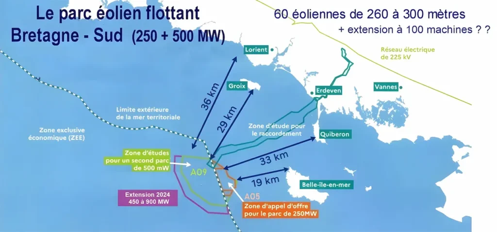 Le parc eolien flottant bretagne sud